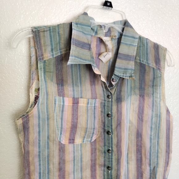 Arrata silent journey sleeveless Button Down Cotton silk tunic top sz Xs - Picture 2 of 9